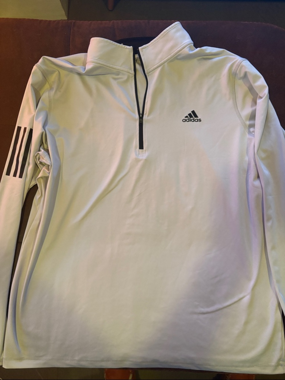 adidas White Long-Sleeve Quarter-Zip Pullover with Black Trim
